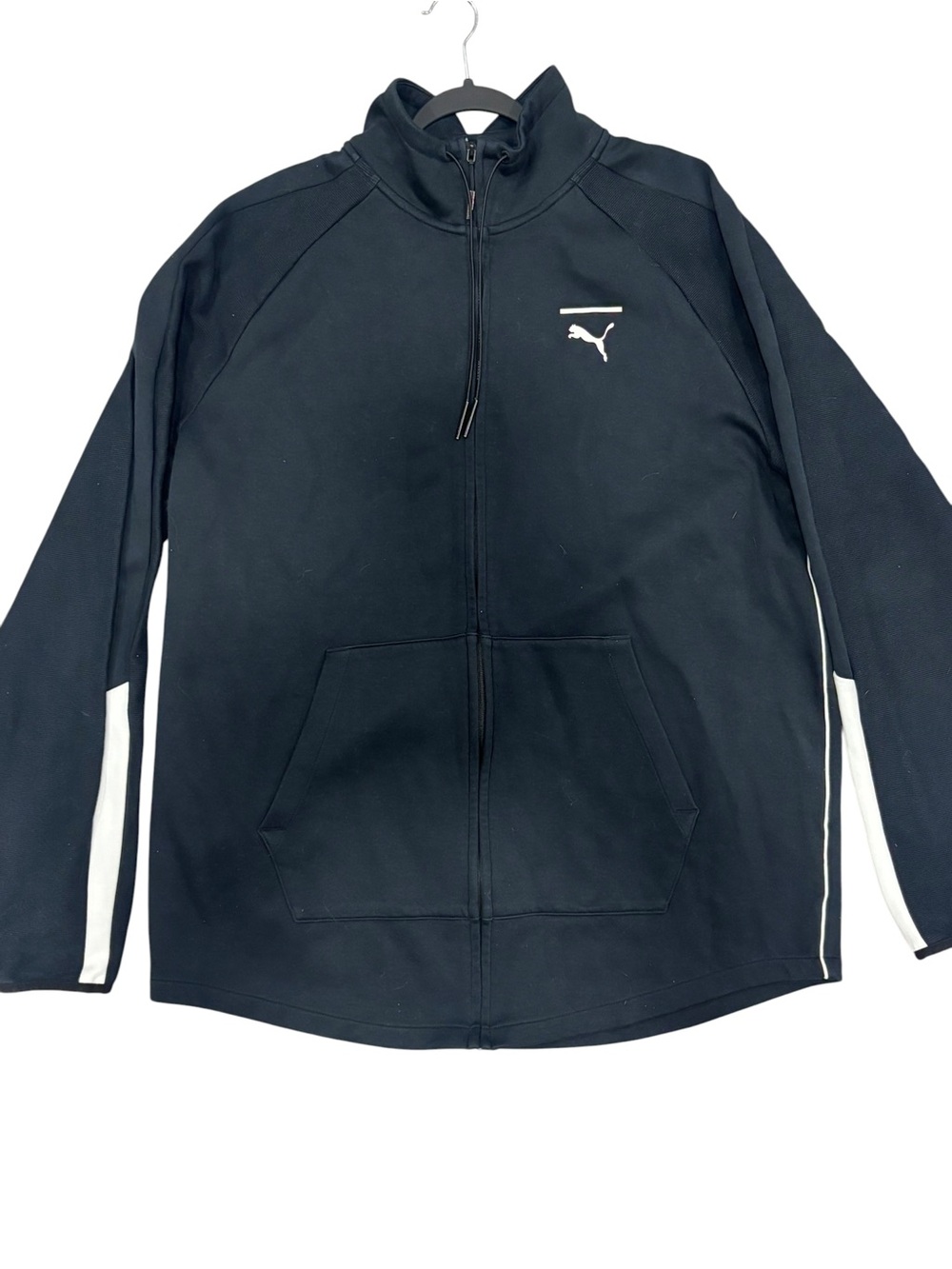 PUMA EVO Full Zip Track Jacket Black White Logo XXL Athletic Zip Up